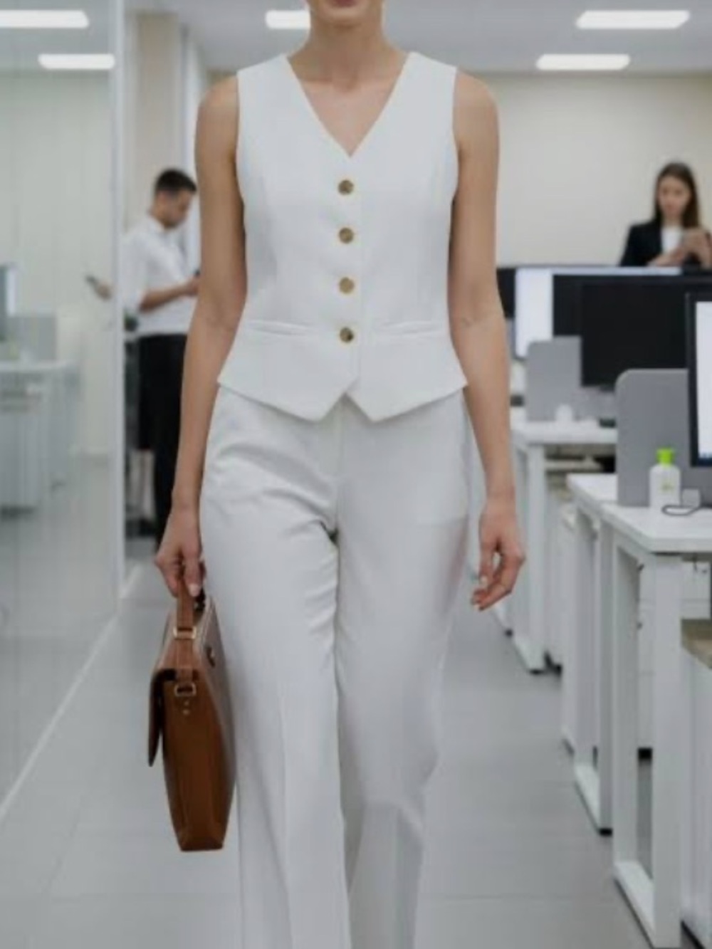 Shelby & Palmer White High-Waist Wide-Leg Trousers Women 14